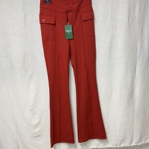 HALARA Women's Vibrant Burnt Orange Flare Pants